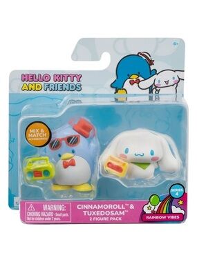 🆕 Hello Kitty And Friends Rainbow Vibes Cinnamoroll & Tuxedosam 2 Figure Pack